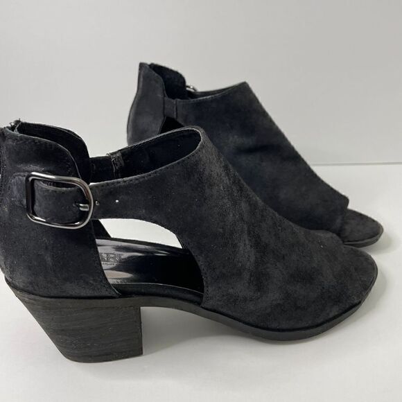 NEW!Carlos by Carlos Santana| Della| Black Leather Suede| Peep toe| Block heel| - Picture 5 of 12